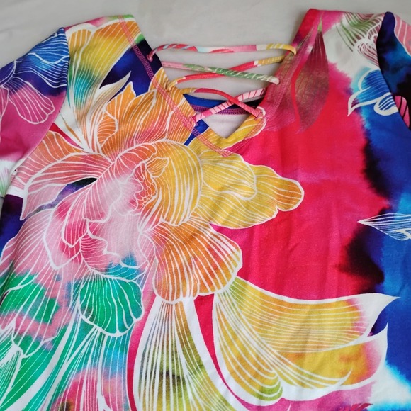 Talbots Dress Large P Watercolor Lace Back Beach Casual Travel Capsule New - Picture 13 of 13